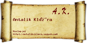 Antalik Klára névjegykártya